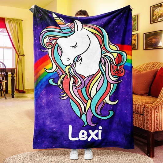 Personalized Magical Unicorn Fleece Blanket 02