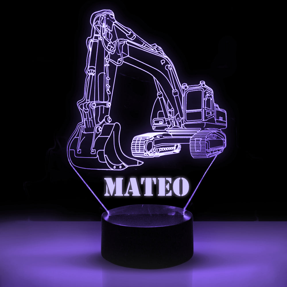 Personalized 7/16 Color Changing Excavator 3D Illusion Led Lamp