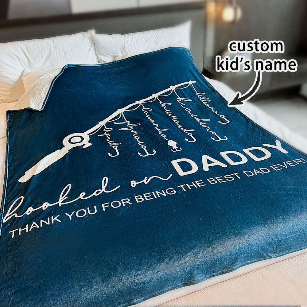 Personalized  Fathers Day Blanket Hooked On