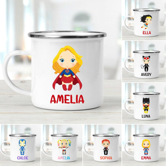 Personalized Super Girl Enamel Mug