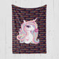 Custom Unicorn Colorful Name Blankets With Rose