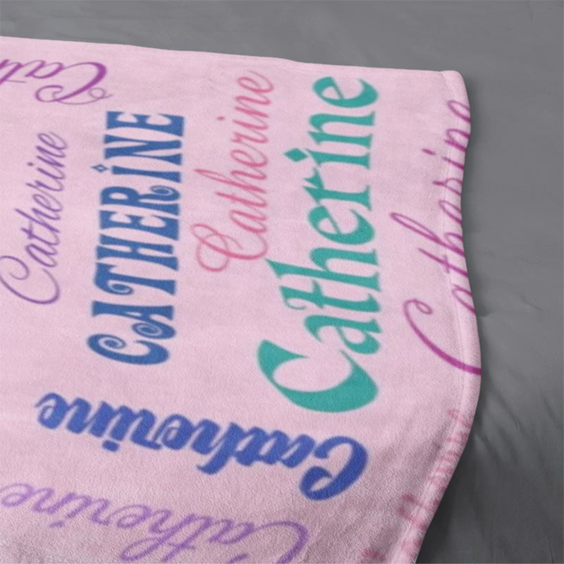Personalized Name Arrange Word Art Multi Colors Fleece Blanket