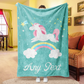Custom Cute Closed Eyes Unicorn Blanket With Name Rainbow