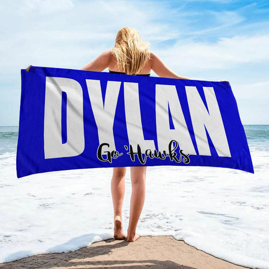 Personalized Beach Towel Solid Bolds With Message