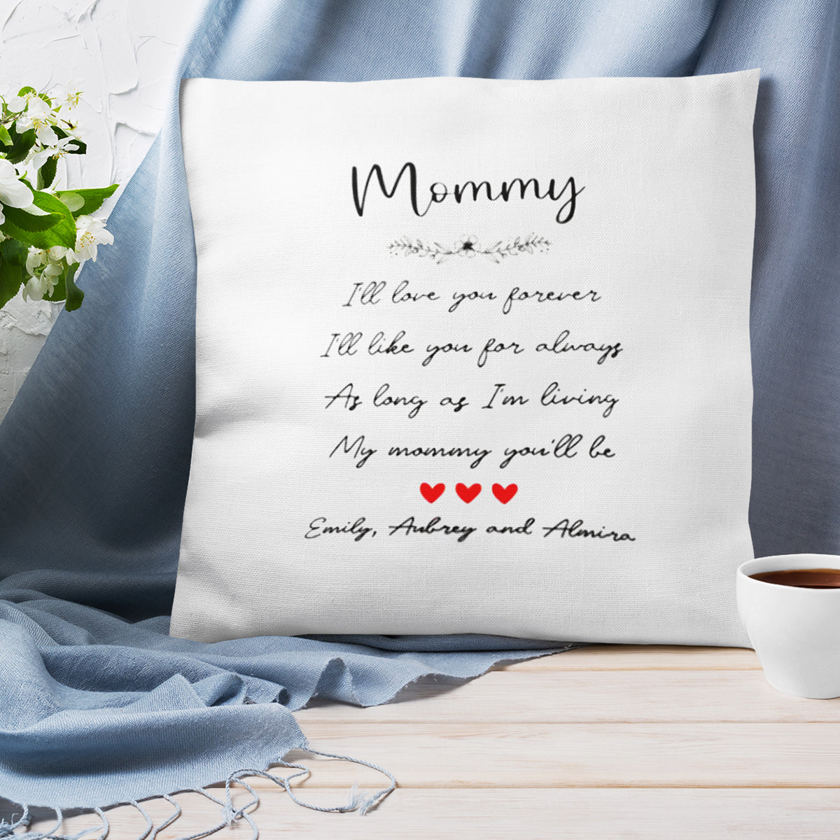 Personalized Pillow I'll love you forever Love Quote