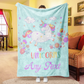 Custom Cute Closed Eyes Unicorn Blanket With Name Floral