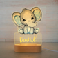 Personalized Bedroom Led Night Light Boys Girls Animal Theme Elephant Blue Pink
