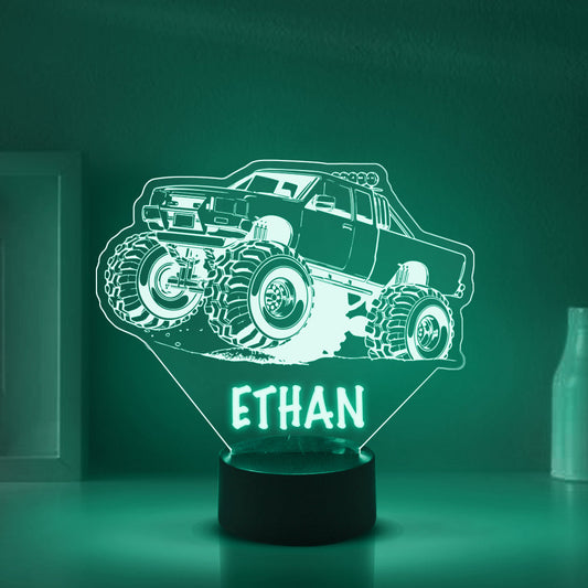 Personalized 7/16 Colors Changing Led Night Light Monster Truck On Road