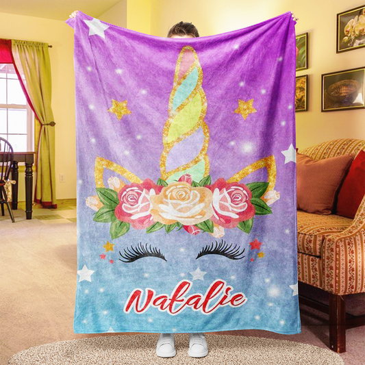 Personalized Magical Unicorn Fleece Blanket 05