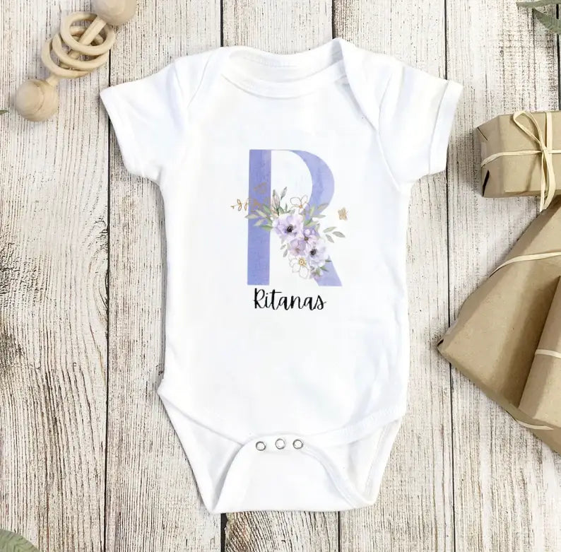 Personalized Baby Onesie Only With Initial Name Blue