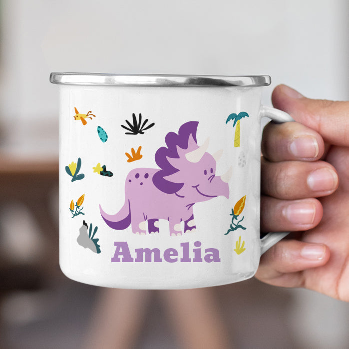 Personalized Multi Colors Rim Enamel Dinosaur Mug | 22112830