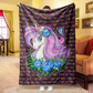 Custom Unicorn Colorful Name Blankets With Flower
