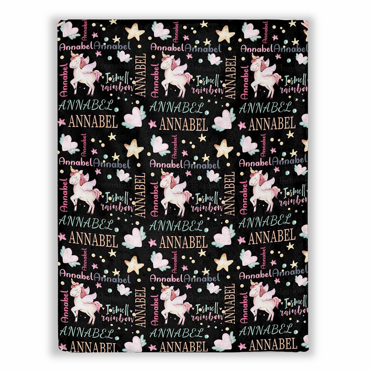 Custom Magical Unicorn Blanket With Name Heart