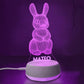 Personalized 3D Bunny Night Lights with Name 7/16 Colors Changing Led Lamp