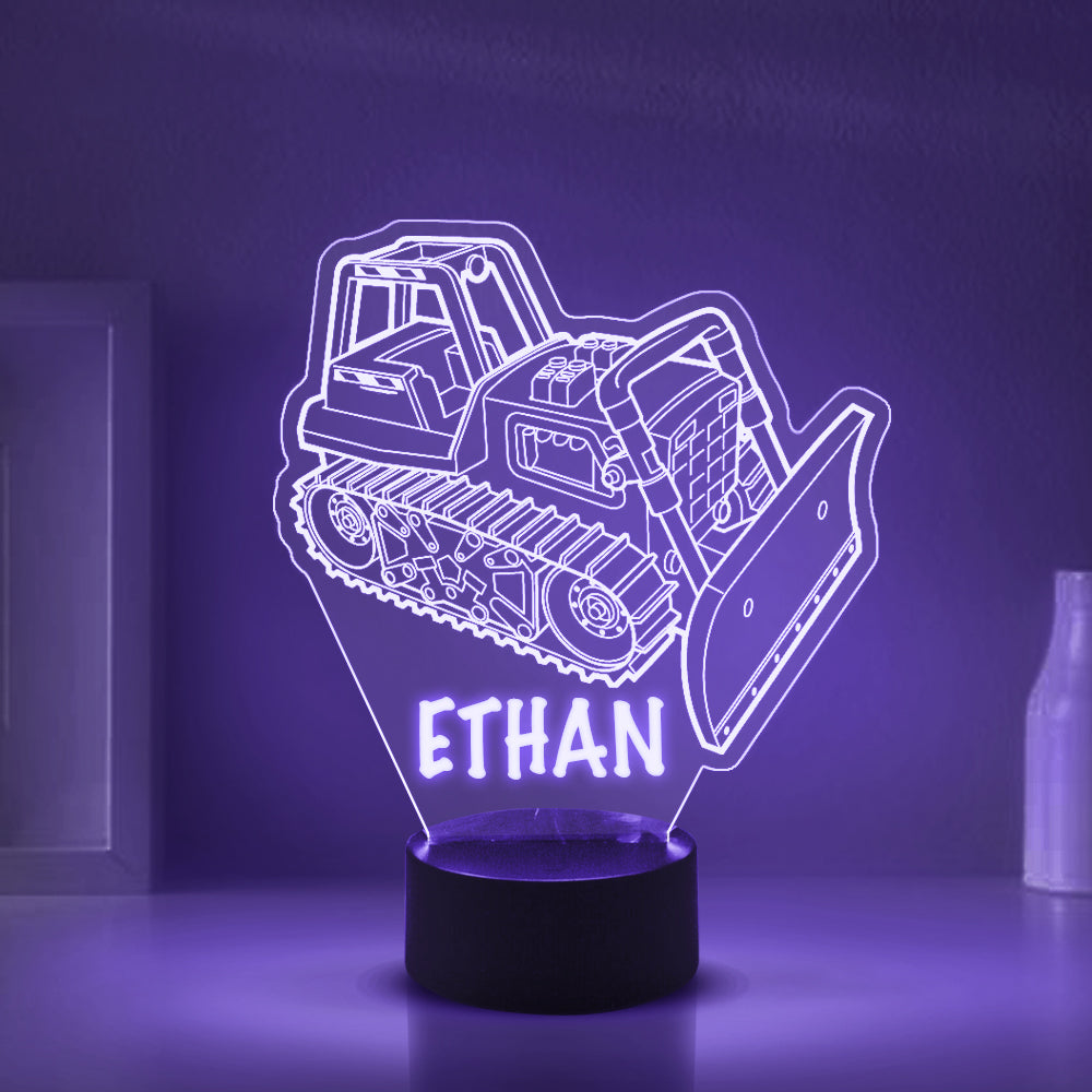 Personalized 7/16 Colors Changing Led Night Light Bulldozer