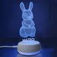 Personalized 3D Bunny Night Lights with Name 7/16 Colors Changing Led Lamp