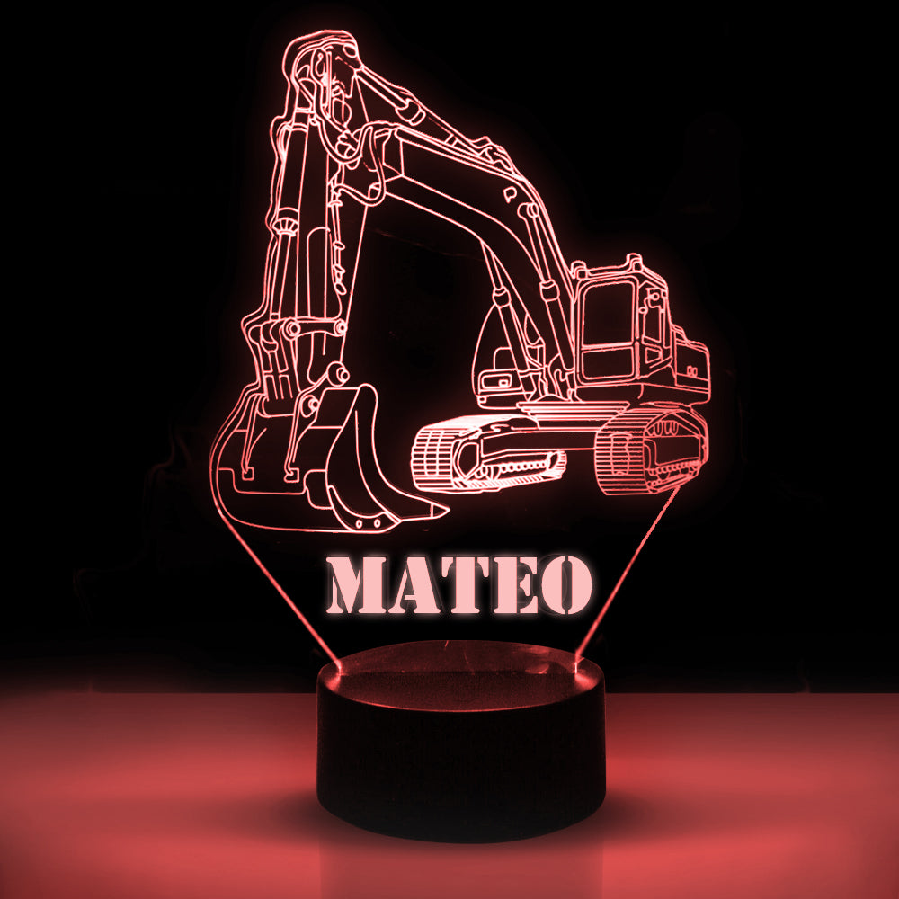 Personalized 7/16 Color Changing Excavator 3D Illusion Led Lamp