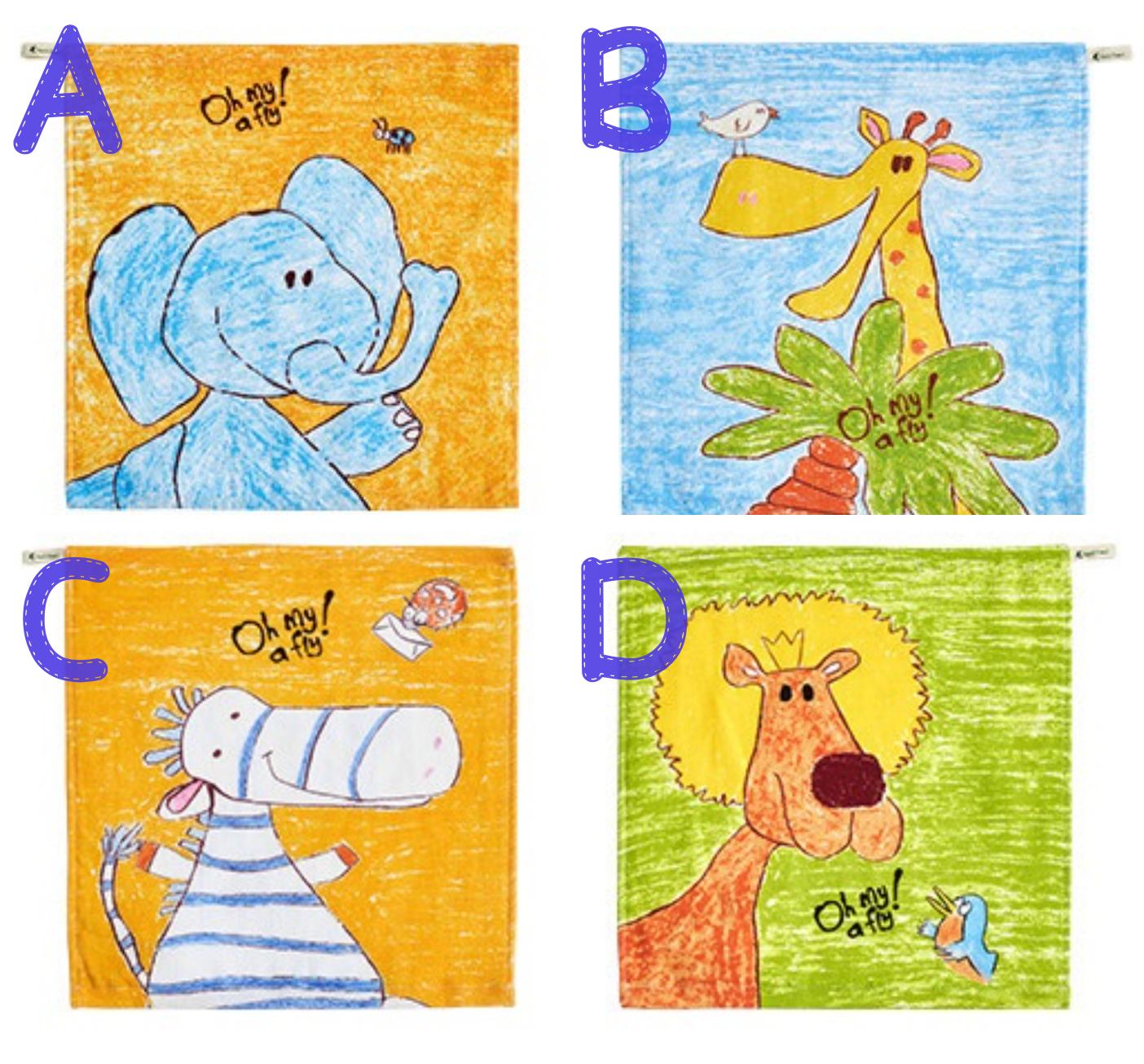 Personalized Cute Illustration Cotton Towel Embroidery With Kid's Name