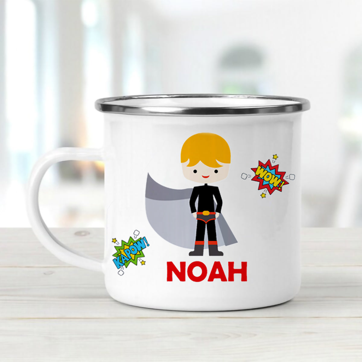 Personalized Super Hero Enamel Mug