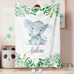 Personalized Name Fleece Blanket 04-Elephant