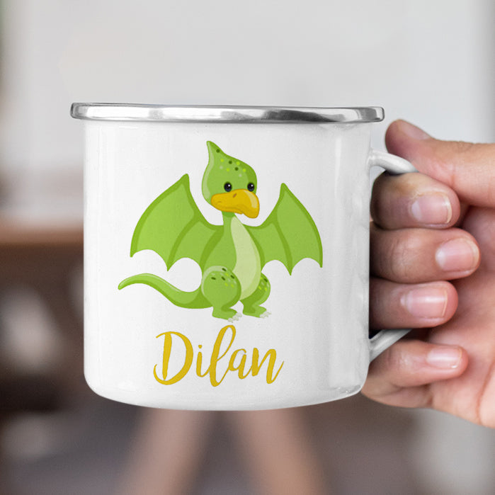 Personalized Multi Colors Rim Enamel Dinosaur Kids Mug | 22112803