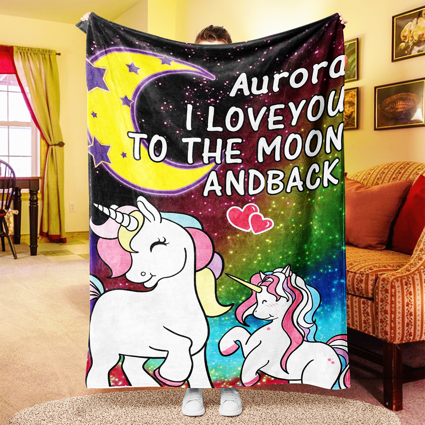 Personalized Magical Unicorn Fleece Blanket 03