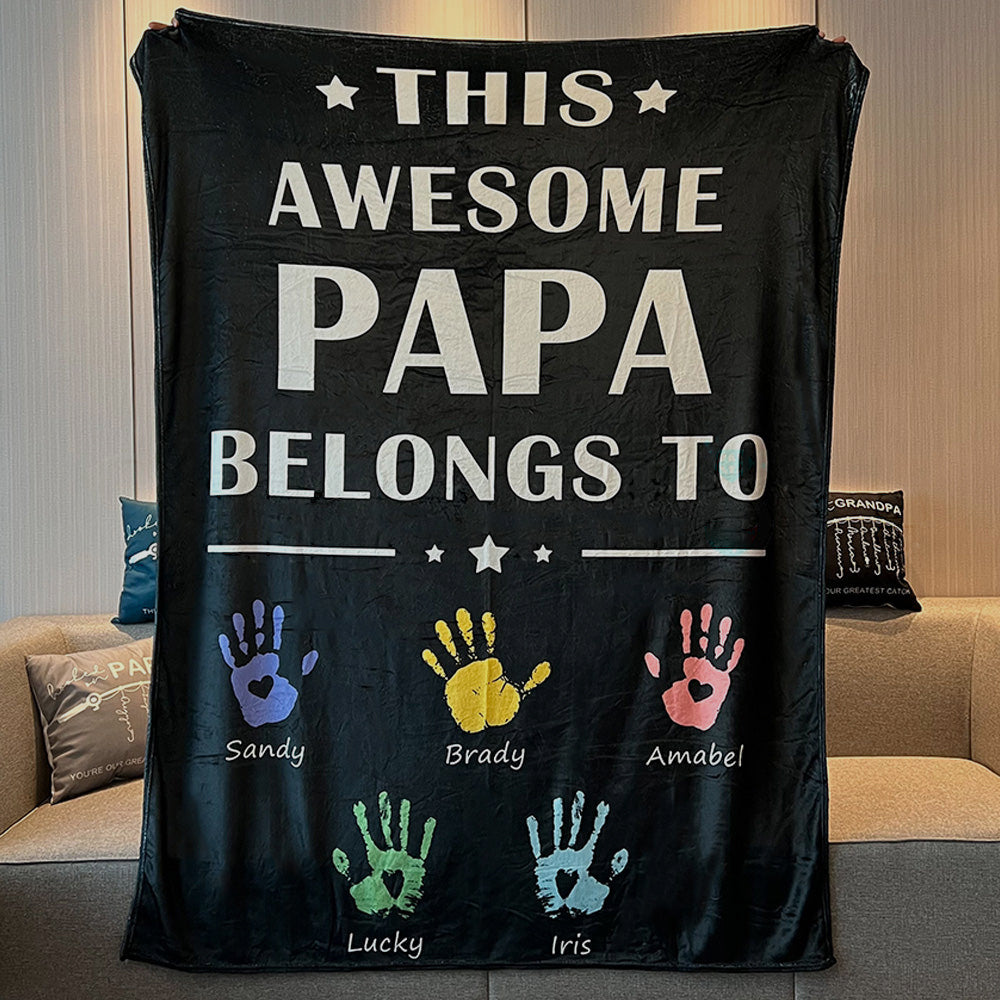 Personalized  Fathers Day Blanket This Awesome Daddy Belongs to