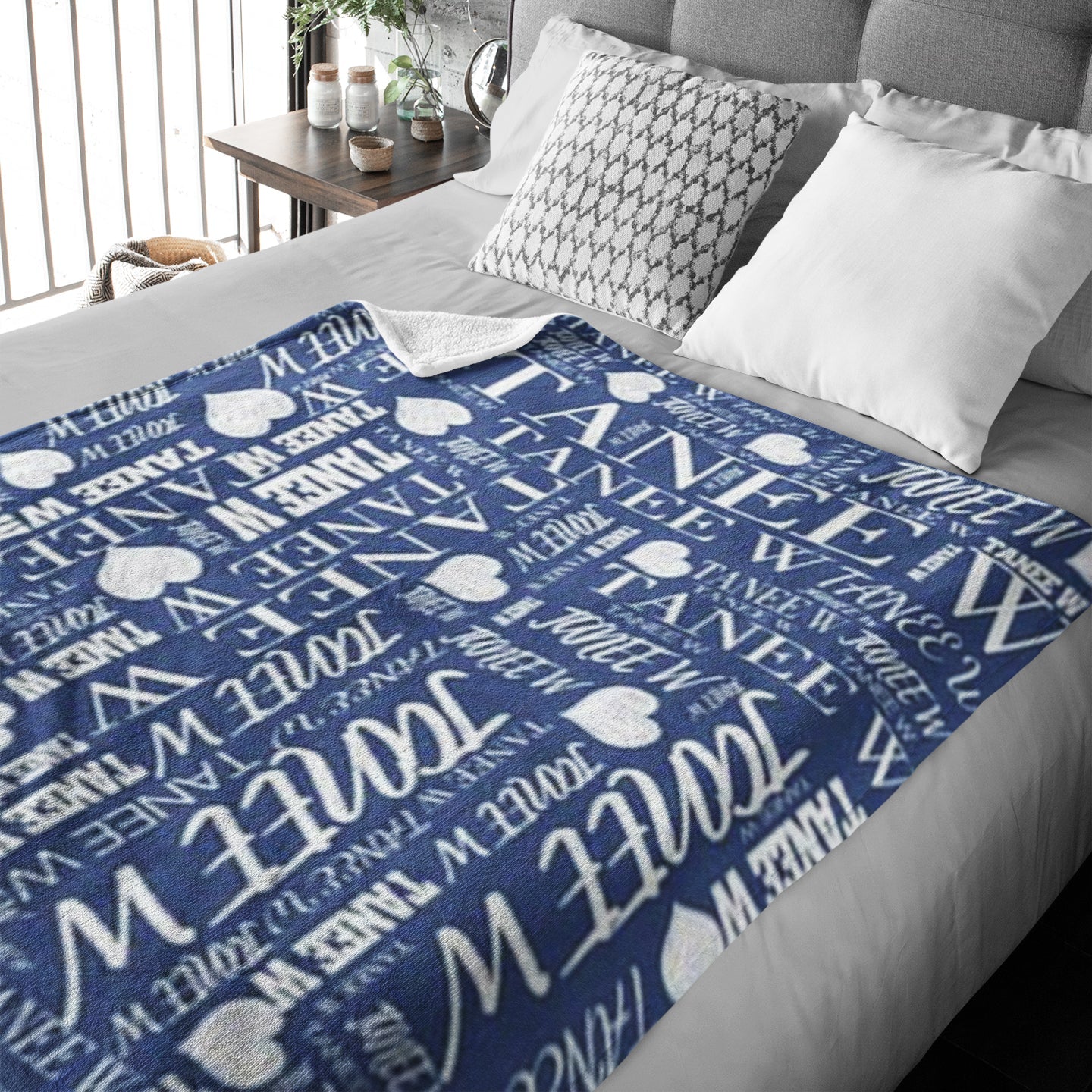 Personalized Name Arrange With Heart Word Art Multi Colors Fleece Blanket