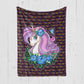 Custom Unicorn Colorful Name Blankets With Flower