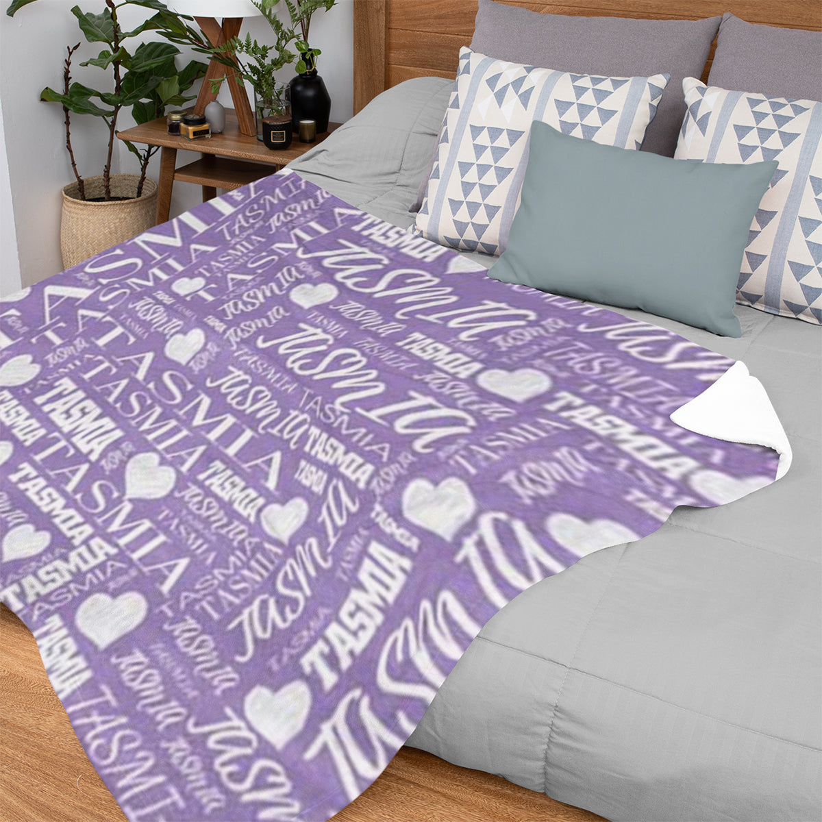 Personalized Name Arrange With Heart Word Art Multi Colors Fleece Blanket