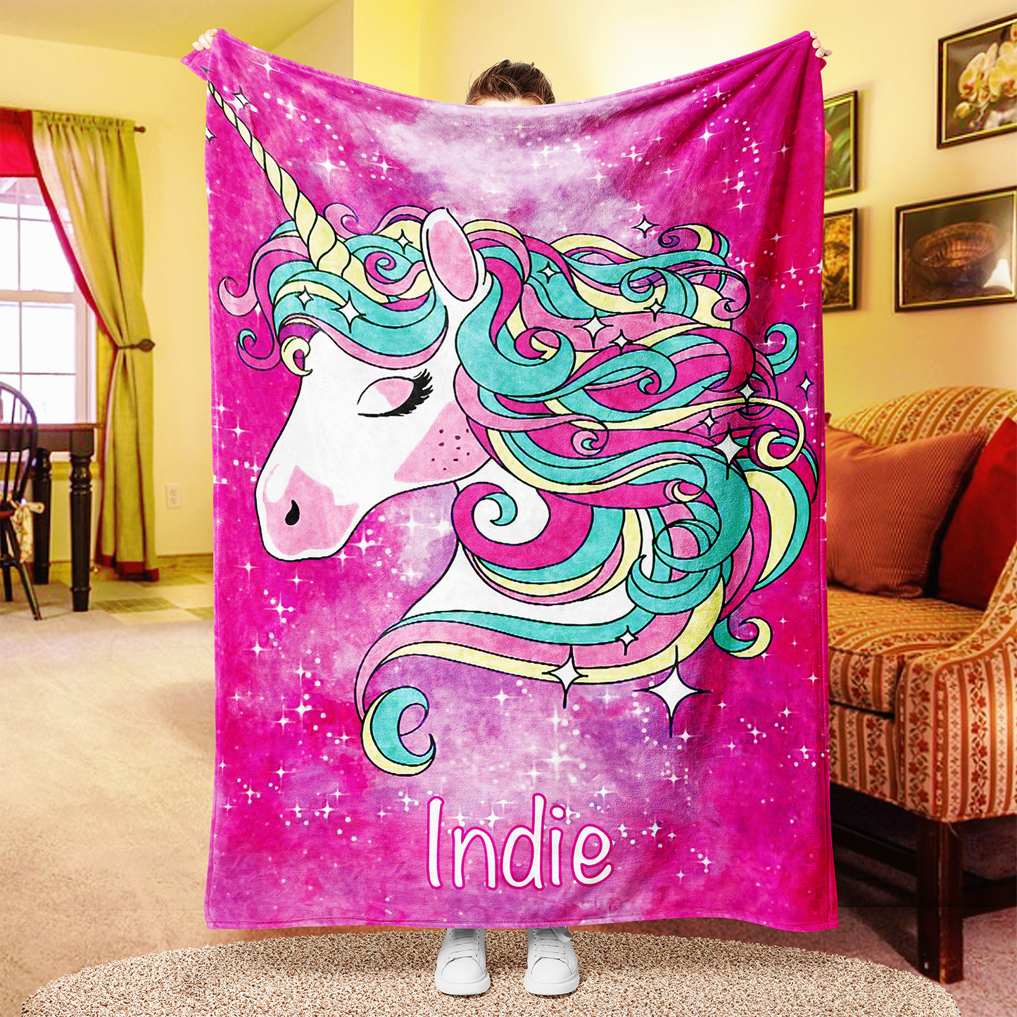 Personalized Magical Unicorn Fleece Blanket 07