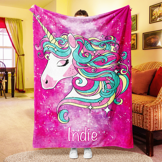 Personalized Magical Unicorn Fleece Blanket 07
