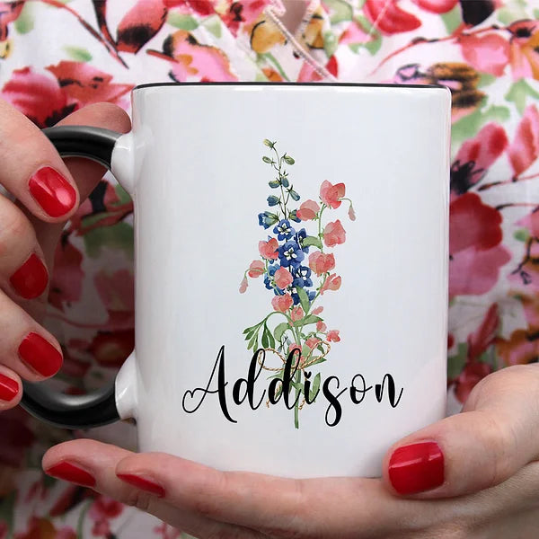 Personaliszd Ceramics Birth Flowers Bouquet Coffee Mug