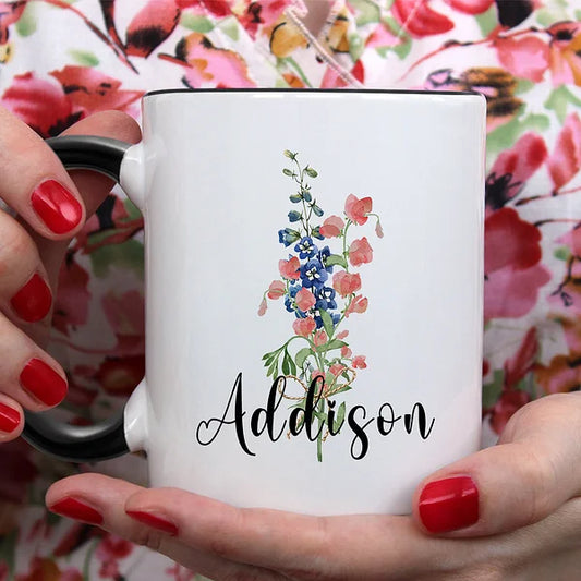 Personaliszd Ceramics Birth Flowers Bouquet Coffee Mug