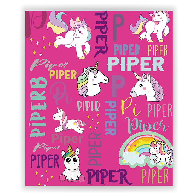 Custom Multi Unicorns Name Blankets With Initial