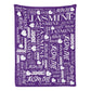 Personalized Name Arrange With Heart Word Art Multi Colors Fleece Blanket