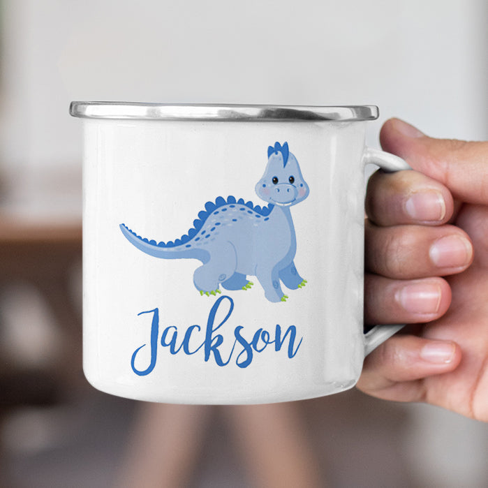 Personalized Multi Colors Rim Enamel Dinosaur Kids Mug | 22112804