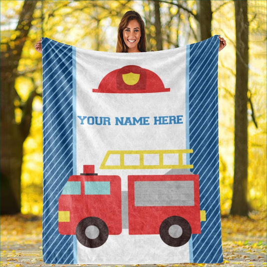 Custom Name Fleece Blanket 13 Fire Truck