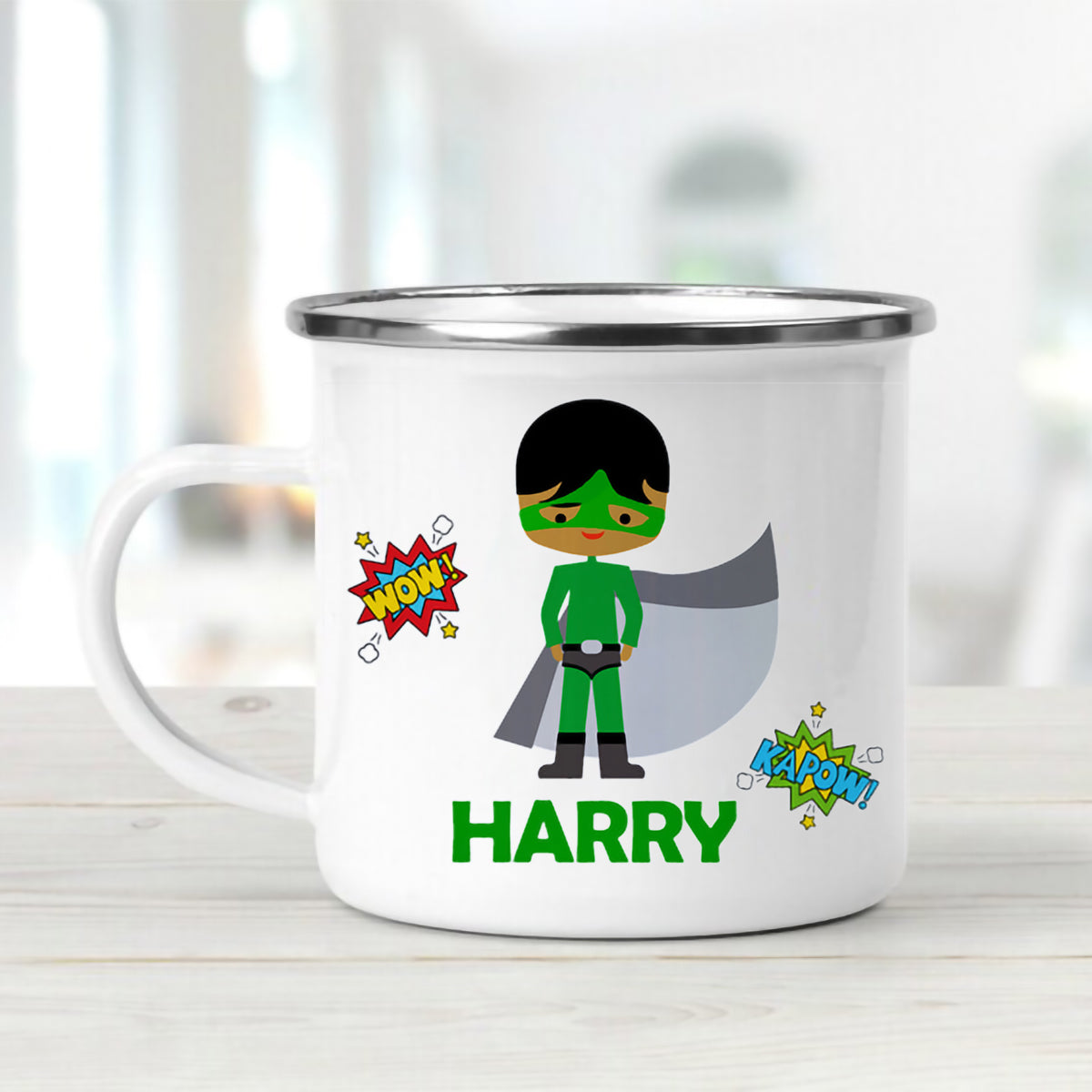 Personalized Super Hero Enamel Mug