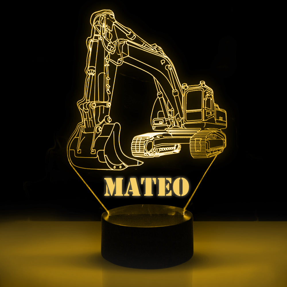 Personalized 7/16 Color Changing Excavator 3D Illusion Led Lamp