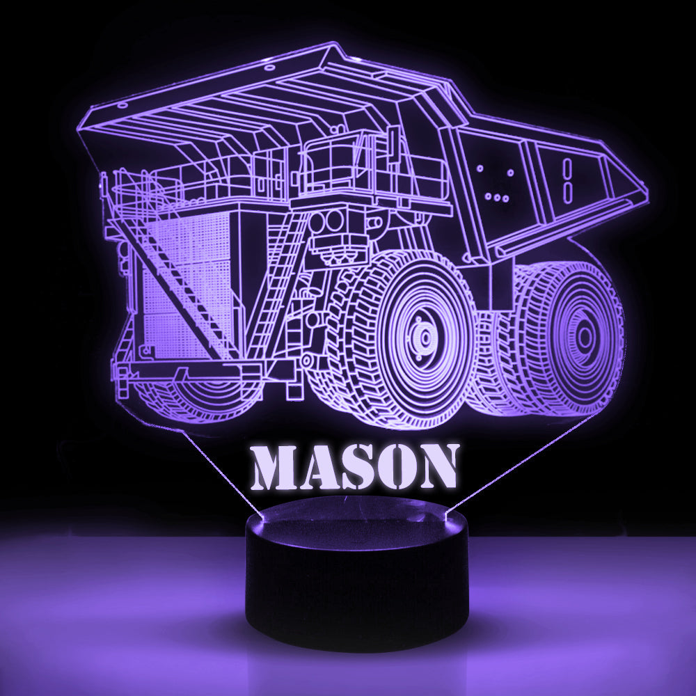 Personalized 7/16 Color Changing Dump Truck 3D Illusion Led Lamp