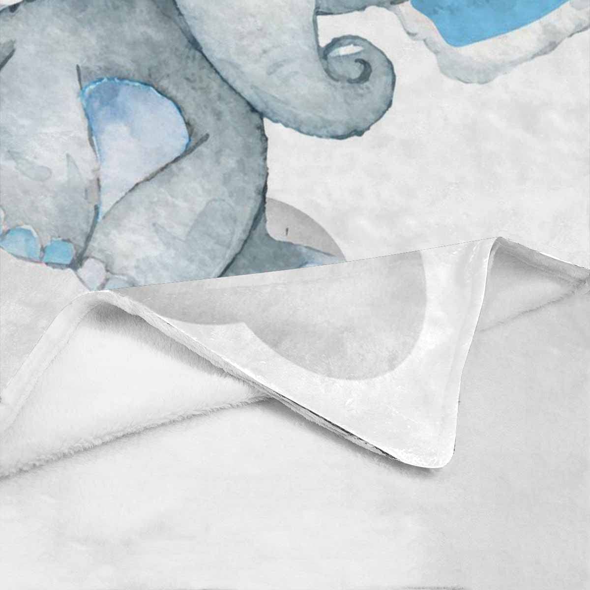 Personalized Elephant Blue Cloud Newborn Baby Girl Children Name Fleece Blanket | 110522