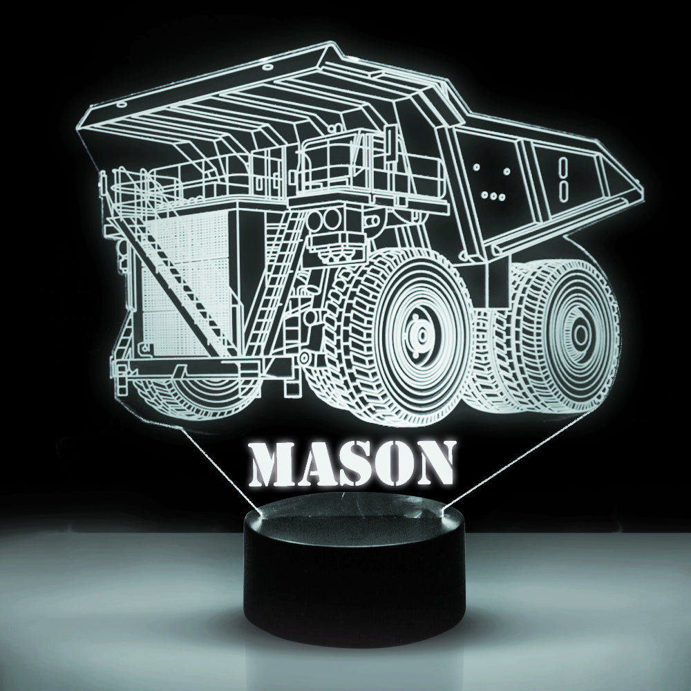 Personalized 7/16 Color Changing Dump Truck 3D Illusion Led Lamp