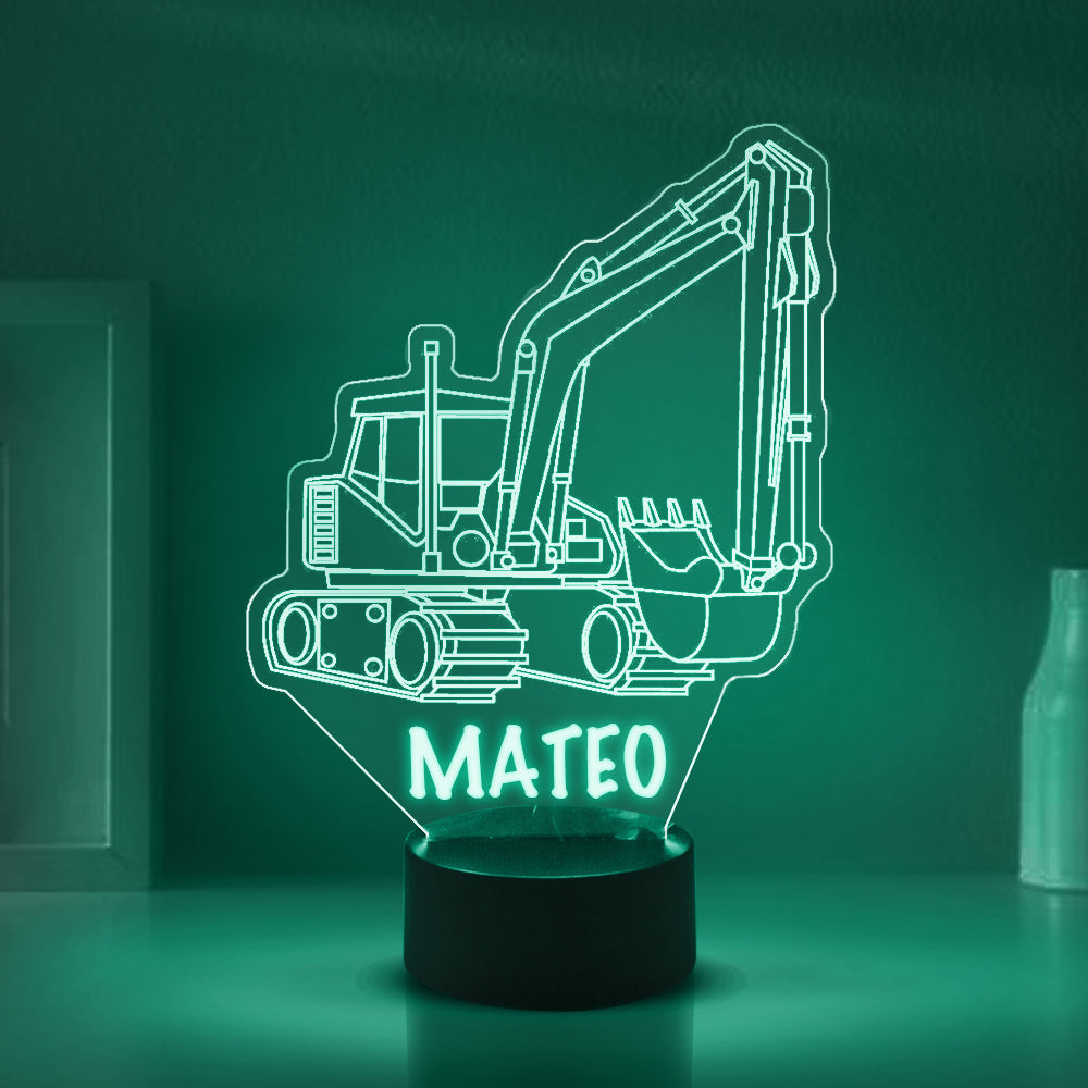 Personalized 7/16 Colors Changing Led Night Light Exacvator Construction