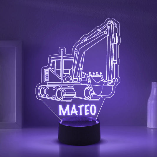 Personalized 7/16 Colors Changing Led Night Light Exacvator Construction