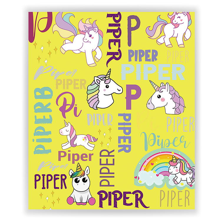 Custom Multi Unicorns Name Blankets With Initial