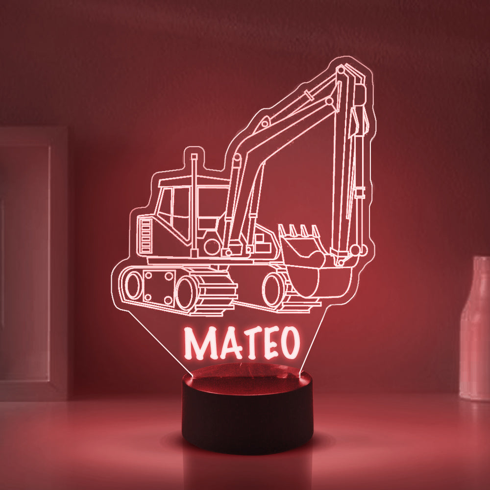 Personalized 7/16 Colors Changing Led Night Light Exacvator Construction