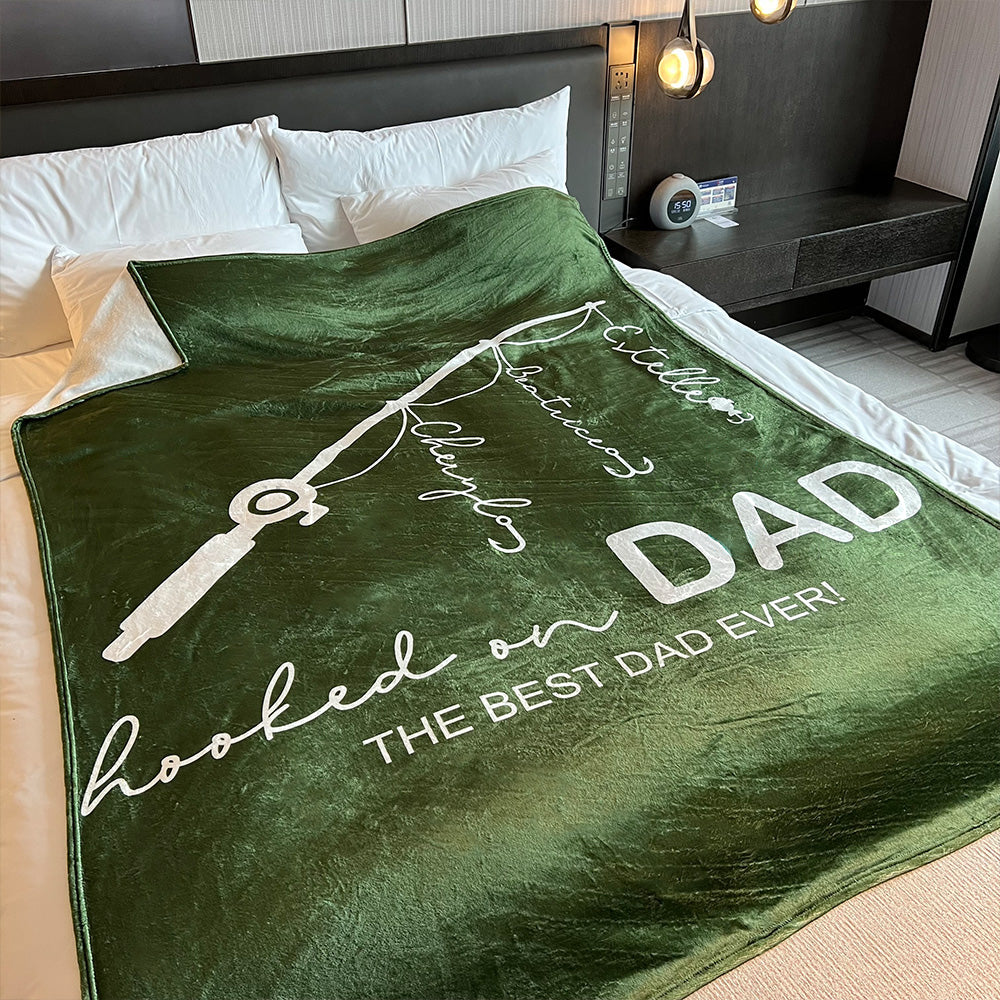 Personalized  Fathers Day Blanket Hooked On