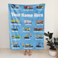Personalized Minky Swaddle Blanket Name With Multi Style Constructions Blue