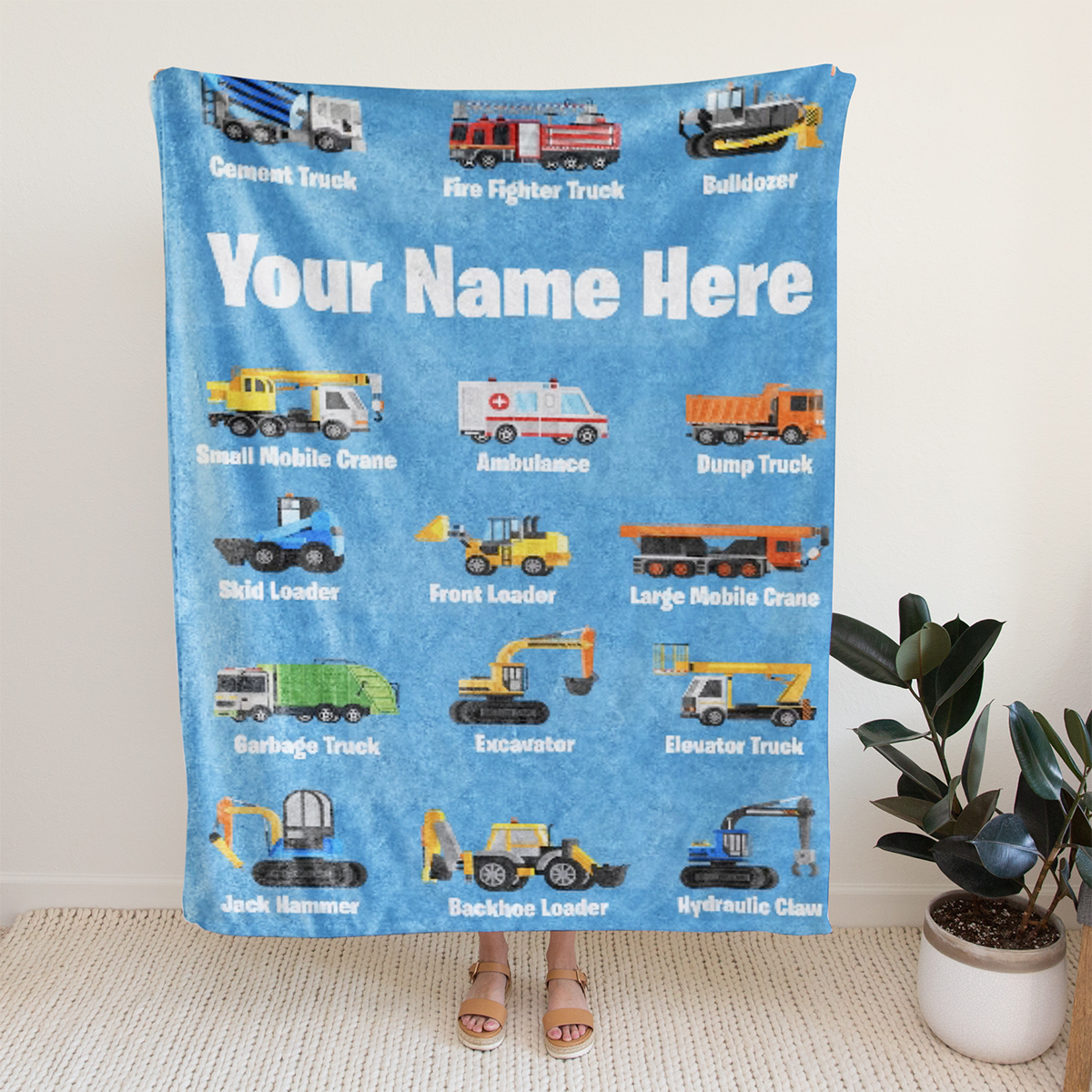 Personalized Minky Swaddle Blanket Name With Multi Style Constructions Blue